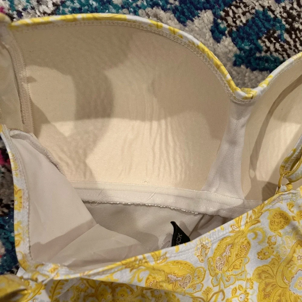 NipTuck Swimwear Gold Yellow White Floral One Piece Joanne Swimsuit US 12